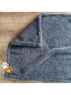 Die Grup Yıkanabilir Peluş Kedi Köpek Battaniyesi, Gri, 80X100 cm