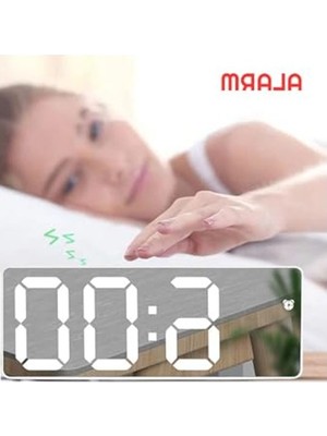 Die Grup Modern Dijital Masa Saati, Aynalı Alarm, Takvimli ve Termometreli
