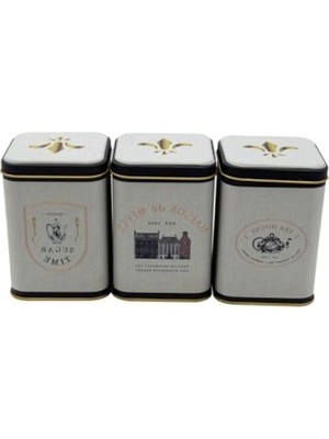 Die Grup 3'lü Set Kare Metal Saklama Kabı - 87X87X125 mm