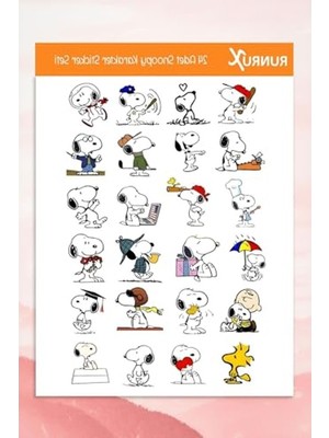 Die Grup Snoopy Karakter Temalı Etiket Seti - Ajanda, Defter, Laptop, Telefon, Scrapbook Sticker