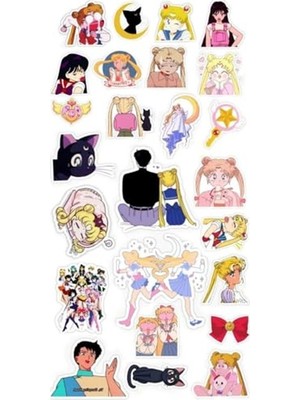 Die Grup Suya Dayanıklı Laptop ve Telefon Için Sailor Moon Temalı Sticker Seti