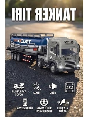 Die Grup Işıklı ve Sesli Oyuncak Tanker Tırı, 1:24 Ölçek Diecast Model