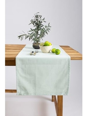 Die Grup Kaliteli Keten Pamuk Karışımı Runner, 40 x 150 cm (Adaçayı)