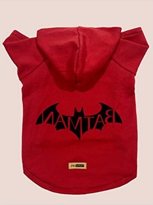 Die Grup Kırmızı Batman Kapüşonlu Sweatshirt, Köpek ve Kedi Için Şık Tasarım