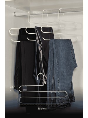 Edora Home 10'lu Bej 3 Katlı Pantolon Askılığı Dolap İçi Elbise Şal Eşarp Askılık Paslanmaz Metal