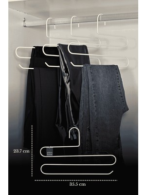 Edora Home 5'li Bej 3 Katlı Pantolon Askılığı Dolap İçi Elbise Şal Eşarp Askılık Paslanmaz Metal
