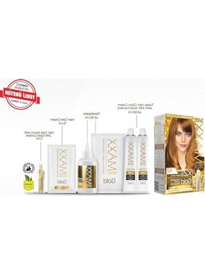 Die Grup Maxx Deluxe Gold Serisi 24K Altın Parçacıklı Serum ile 1 Kutu 2 x 50 ml ve Geliştiriciler Saç Boyası (Karamel 8.73)
