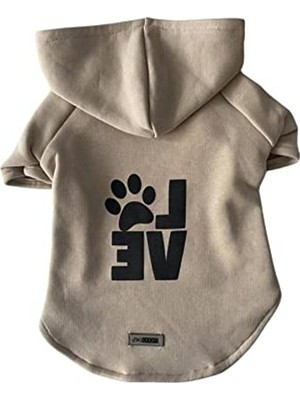 Die Grup Bej Renkli Kapüşonlu Sweatshirt, Köpek ve Kedi Kıyafeti, S Beden