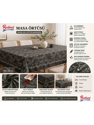 Magic Lady Zeytin Harmonisi Pano Desen Masa Örtüsü 150X150 cm – Leke Tutmaz, Su Geçirmez, Silinebilir
