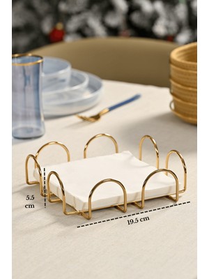Edora Home Parlak Altın 18 Cm Peçetelik Büyük Boy Peçete Standı Kafe Restoran Otel Paslanmaz Metal