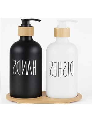 Die Grup 2'li Siyah Beyaz Sıvı Sabunluk Seti - 500 ml Kapasiteli