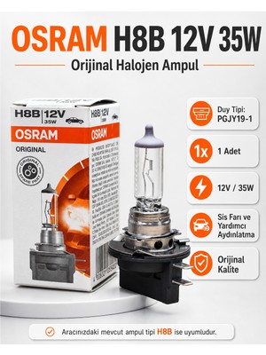 Osram H8B 12V 35W Halojen Ampul PGJY19-1 Orijinal Kalite Sis Farı Ampulüs Ampulü Ürün Açıklaması