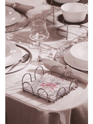Edora Home Mat Gümüş 18 Cm Peçetelik Büyük Boy Peçete Standı Kafe Restoran Otel Paslanmaz Metal