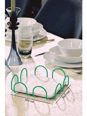 Edora Home Yılbaşı Yeşil 18 Cm Peçetelik Büyük Boy Peçete Standı Kafe Restoran Otel Paslanmaz Metal
