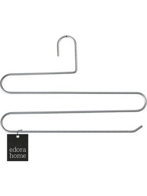 Edora Home 5'li Mat Gümüş 3 Katlı Pantolon Askılığı Dolap İçi Elbise Şal Eşarp Askılık Paslanmaz Metal