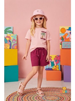 Ruki Çocuk Kız Çocuk Renkli Hawai T-Shirt Şort Takım