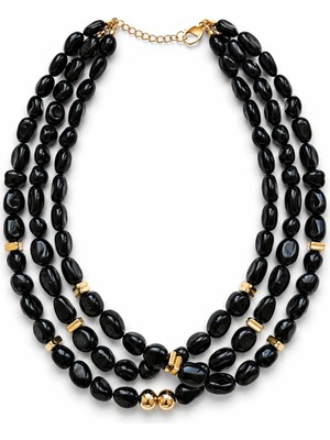 Venüs Design Çelik 3lü Onyx Taşı Kolye