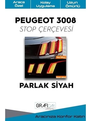 Die Grup Peugeot 3008 ile Uyumlu Petek Desenli Stop Sticker Kolay Uygulama Uzun Ömürlü, Parlak Siyah
