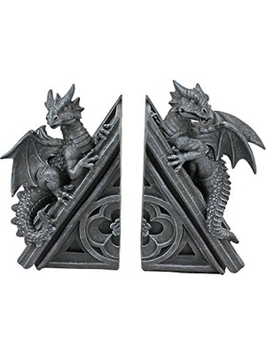 Die Grup Gotik Kale Ejderhası Şeklinde Kitap Desteği, Ölçüler: 12,5 x 4 x 20,5 cm
