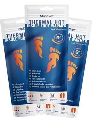 Die Grup Stopever Thermal Hot Ayak Tabanlı Isıtıcı - Insole Foot Warmer 3lü Paket