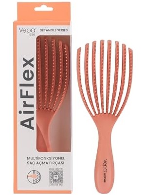 Die Grup Vepa Airflex Dolaşık Saç Açma Fırçası, Kolay Tarama, Elektriklenme Önleyici Tarak (Somon)