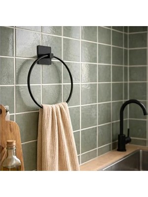 Die Grup Yapışkanlı Yuvarlak Havluluk,havlu Askısı, Delme Gerektirmez,banyo,mutfak Havlu Askılığı (Yuvarlak)