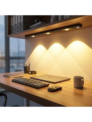 Die Grup Hareket Sensörlü Ledli Gece Lambası, Parlaklık Ayarı Yapılabilir, 3000K-6000K, 3 Mod, Kablosuz, Merdiven Aydınlatması, USB Şarj Edilebilir Işık, LED Manyetik Lamba, Cata (Akasya - Beyaz 40 Cm)