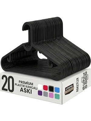 Die Grup Coverest 10 Adet Slim Plastik Elbise Askısı, Gardrop Için Alan Tasarruflu Pantolon Gömlek Ceket Etek Askısı, Kıyafet Askısı, 39.5 cm x 17.5 cm (10, Siyah)