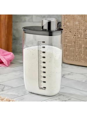 Die Grup Hava Geçirmez Vakumlu Deterjan Saklama Kabı - Kendinden Ölçekli Vakum Kapaklı Deterjanlık 2100 ml