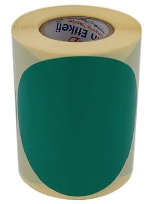 Die Grup Kuşe Daire Renk Baskılı Çap Etiketi 75MM Daire Ölçülerinde Yuvarlak Çıkartma Sticker Ruloda 300 Adet Kendinden Yapışkanlı Rulo Etiketi Barkod Yazıcılar ile Uyumlu 40MM Kuka (Yeşil)