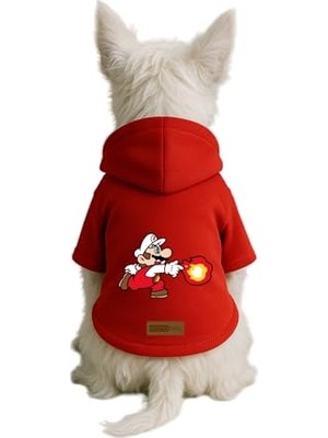 Die Grup Baskılı Içi Polarlı Köpek ve Kedi Kıyafeti & Elbisesi - Bej Renk Kapüşonlu Hoodie B6862, L
