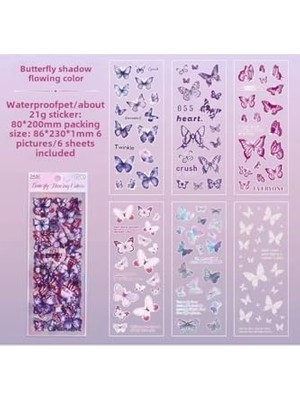 Die Grup Kolbi Craft 6 Sayfa 127 Adet Şeffaf Mor Kelebek Sticker Bullet Journal Scrapbook Laptop Ajanda Planlayıcı