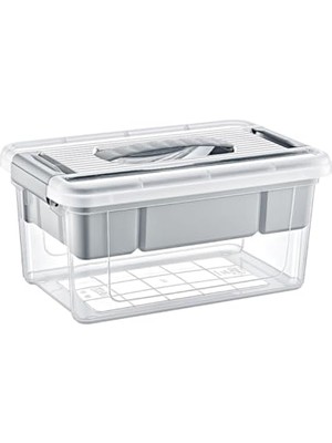Die Grup Orret Home Bölmeli ve Katlı Plastik Organizer Makyaj Düzenleyici – Kilitli Takım Sandığı Organizer Kutu, Taşıma Kulplu Çok Amaçlı Düzenleyici, Katlı Saklama Kutusu (Asorti Renk) (9 Litre)