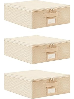 Die Grup Ocean Home Textile 3'lü Küçük Boy Bej Balıksırtı Destekli Hurç Set 31 x 38 x 12 cm