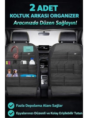 Die Grup Bod Ecolux Serisi Araba Oto Koltuk Arkası Eşya Düzenleyici Araç Içi Organizer 2'li Set Siyah
