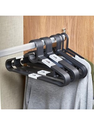 Die Grup Deconox Slim Askı 10'lu Set - Siyah Ince Profil Elbise Askısı - 39X17 cm Dolap Içi Yer Kazandıran Sağlam Kıyafet Askısı