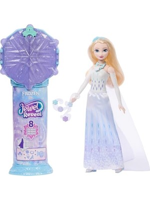 Die Grup Filmden Ilham Alan  Disney Karlar Ülkesi Elsa Bebek, Aksesuarlar, Kar Tanesi Şeklinde Değerli Taş Kutusu ile Çocuk Yüzüğü Dahil 8 Sürpriz ve 9 Oyun Parçası, JJY36