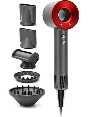 Die Grup Ionizerpro 5 Başlıklı Iyonizerli Plazma Saç Kurutma Makinesi 2300W – Hızlı Kurutma, 4x Iyon Bakım, Soğuk Hava, 3 Isı 2 Hız Ayarlı Profesyonel Fön Makinesi, Askı Aparatı Dahil 2026 Model (Kırmızı)