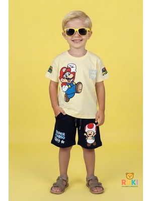 Ruki Çocuk Erkek Çocuk Mario T-Shirt Şort Takım