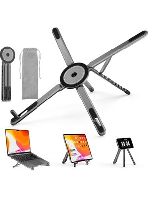 Die Grup Dizüstü Bilgisayar Macbook Stand Magsafe Ile Uyumlu Telefon Standı Manyetik Tripot 4in1 Portatif Kılıflı Alüminyum Portatif Bilgisayar Telefon Tablet Ile Uyumlu Stand