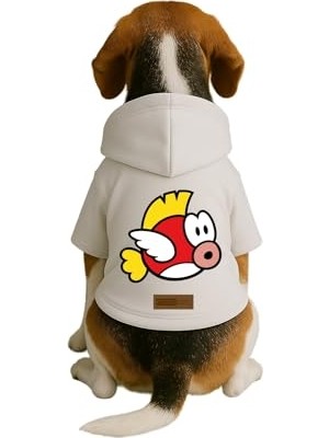 Die Grup Baskılı Içi Polarlı Köpek ve Kedi Kıyafeti & Elbisesi - Beyaz Renk Kapüşonlu Hoodie B5BB6 5xl