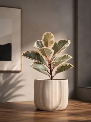 Die Grup Modern Çizgili Saksı, Beyaz, 12X15 Cm, Masaüstü Iç Mekan Dekoratif Çiçek Saksısı | Pla 3D Baskı