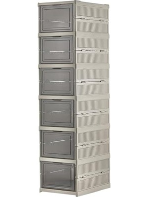 Die Grup Coverest 6 Katlı Katlanabilir Organizer, Çok Amaçlı Ayakkabılık, Taşınabilir Portatif, 25.5 x 34.5 x 105 cm (Bej)