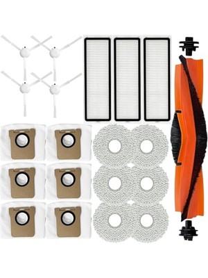 Die Grup Xiaomi X20+ / X20 Plus / X10+ / X10 Plus Robot Vakum Için Aksesuar Seti, 1 Ana Fırça, 3 Filtre, 4 Yan Fırça, 6 Paspas Pedi, 6 Toz Torbası, Yedek Parça Yedek Onarımı Ekleri Değiştirin