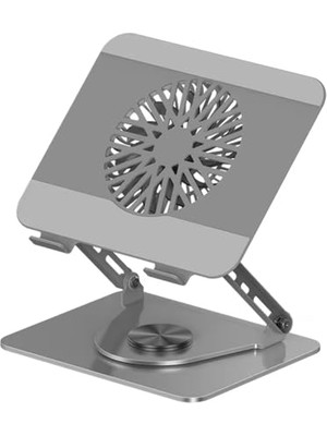 Die Grup Mcstorey Premium Alüminyum Laptop Standı, Çıkarılabilir Manyetik Harici Fanlı, 360° Döner Ayarlanabilir Ergonomik Notebook ve MacBook Standı, Aktif Soğutmalı Laptop Yükseltici, 10-17 Inç Gri