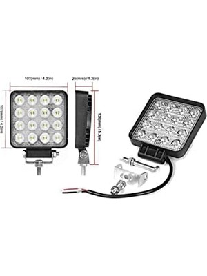 Die Grup Off Road Beyaz Işık Sis Farı Lambası 16 LED Kare 12-24V 48 Watt