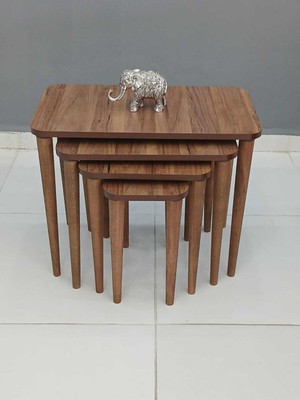 Deniss Home Dörlü Mdf Ahşap Zigon Sehpa Kahverengi