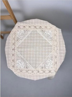 Die Grup Fiskos Sehap Örtüsü Dantelli, Krem, 100 x 100,