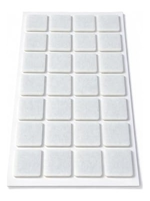 Die Grup Yapışkanlı Keçe Ped, Kare, 25MM x 25MM, 32 Parça, Beyaz, Sandalye Koltuk Ayağı Için, Parke Zemin Koruma, Çizilme ve Gürültü Önleyici