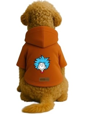 Die Grup Baskılı Içi Polarlı Köpek ve Kedi Kıyafeti & Elbisesi - Turuncu Renk Kapüşonlu Hoodie B1F58 M